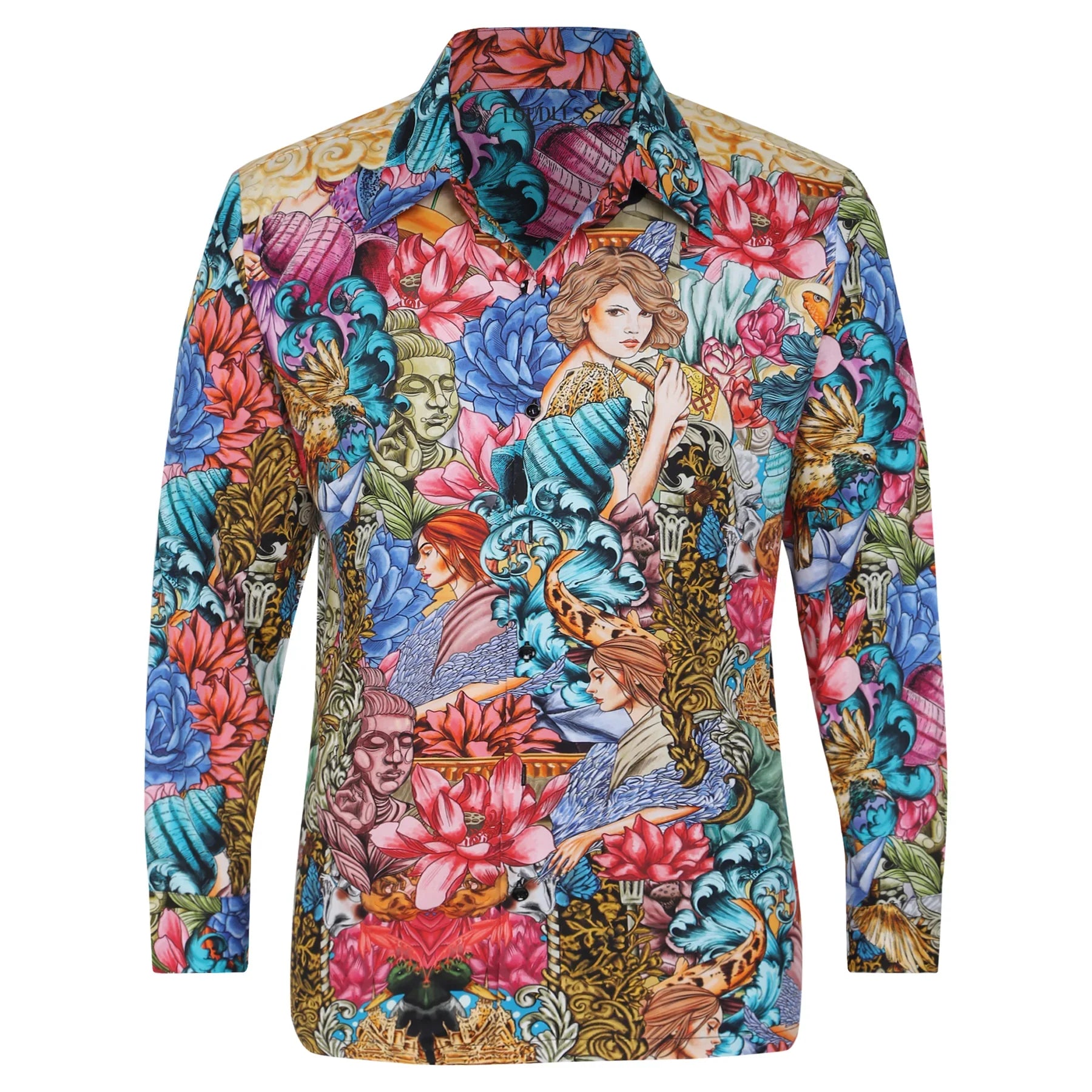 Men's Renaissance Art & Floral Print Luxury Shirt | Premium Multi-Color Party Wear Button-Down