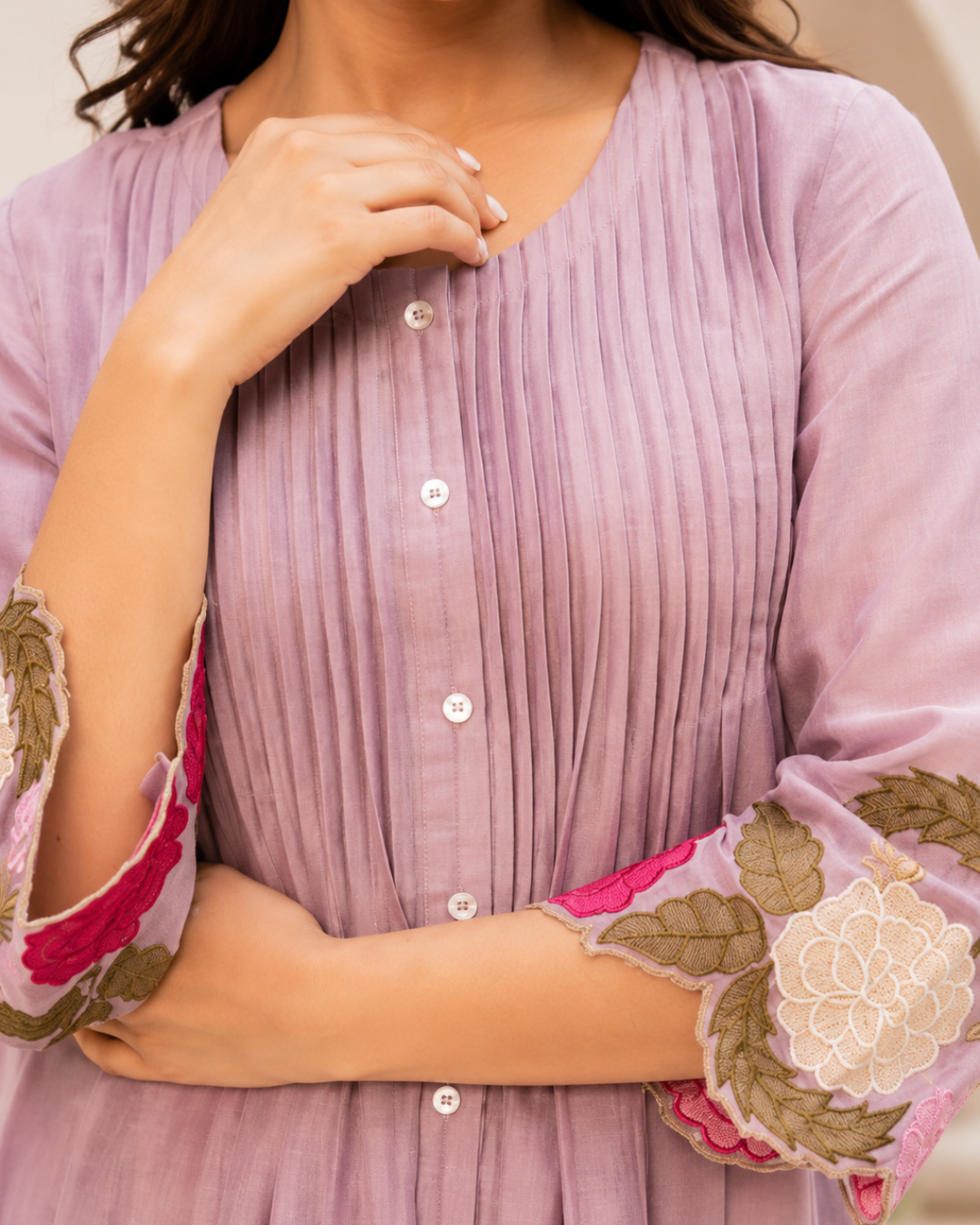 Premium Lavender Embroidered Co-Ord Set for Women | Elegant Floral Designer Kurta & Pants Set