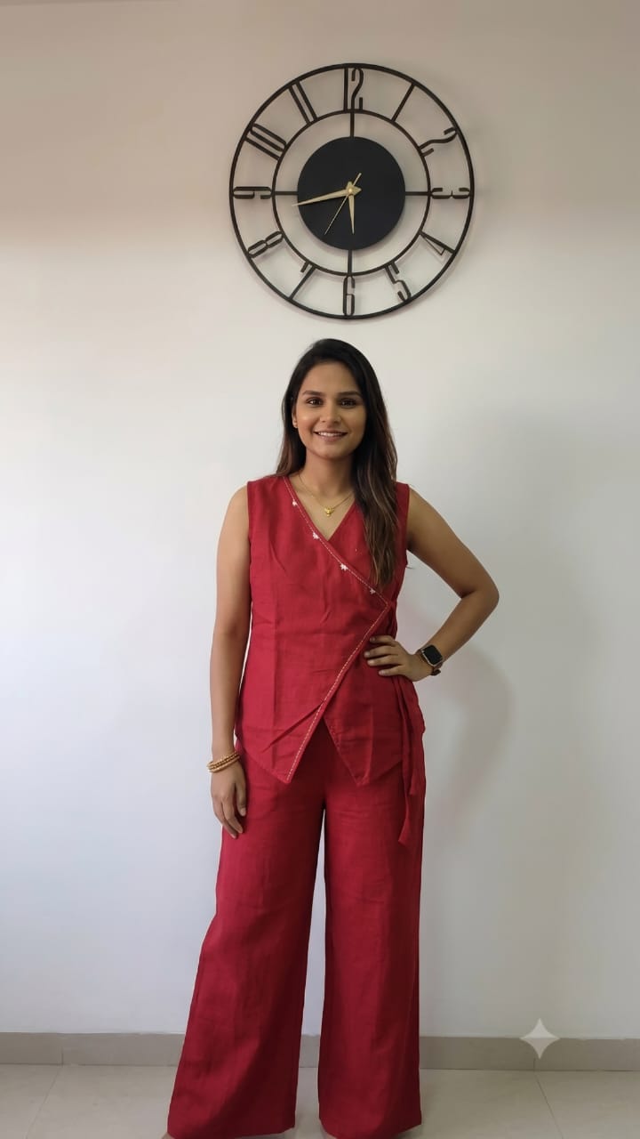 Angrakha Co-Ord Set with Relaxed Fit Pants Fabric- Flex Cotton