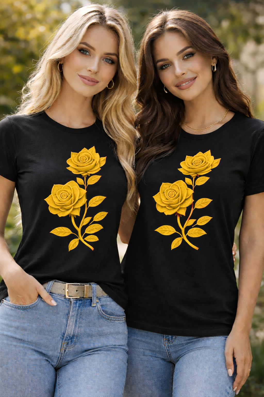 Women's Elegant Rose Print Casual T-Shirt | Soft Cotton Blend Short Sleeve Tee