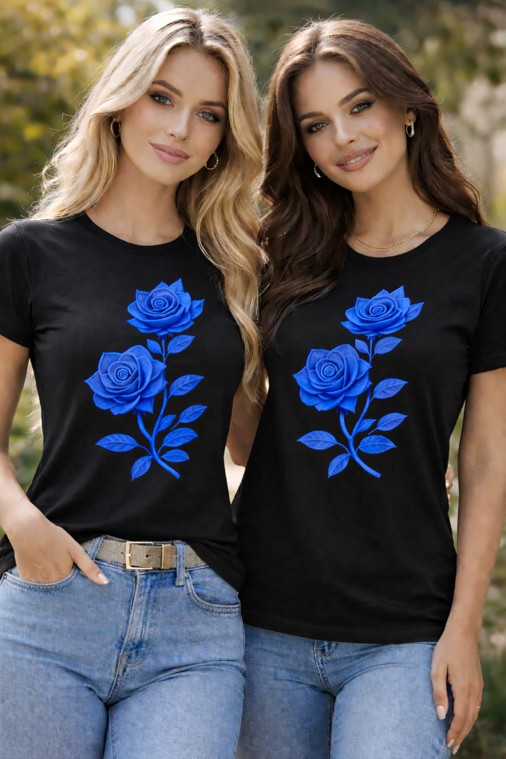 Women's Summer Rose Flower Print T-Shirt | Premium Cotton Round Neck Tee