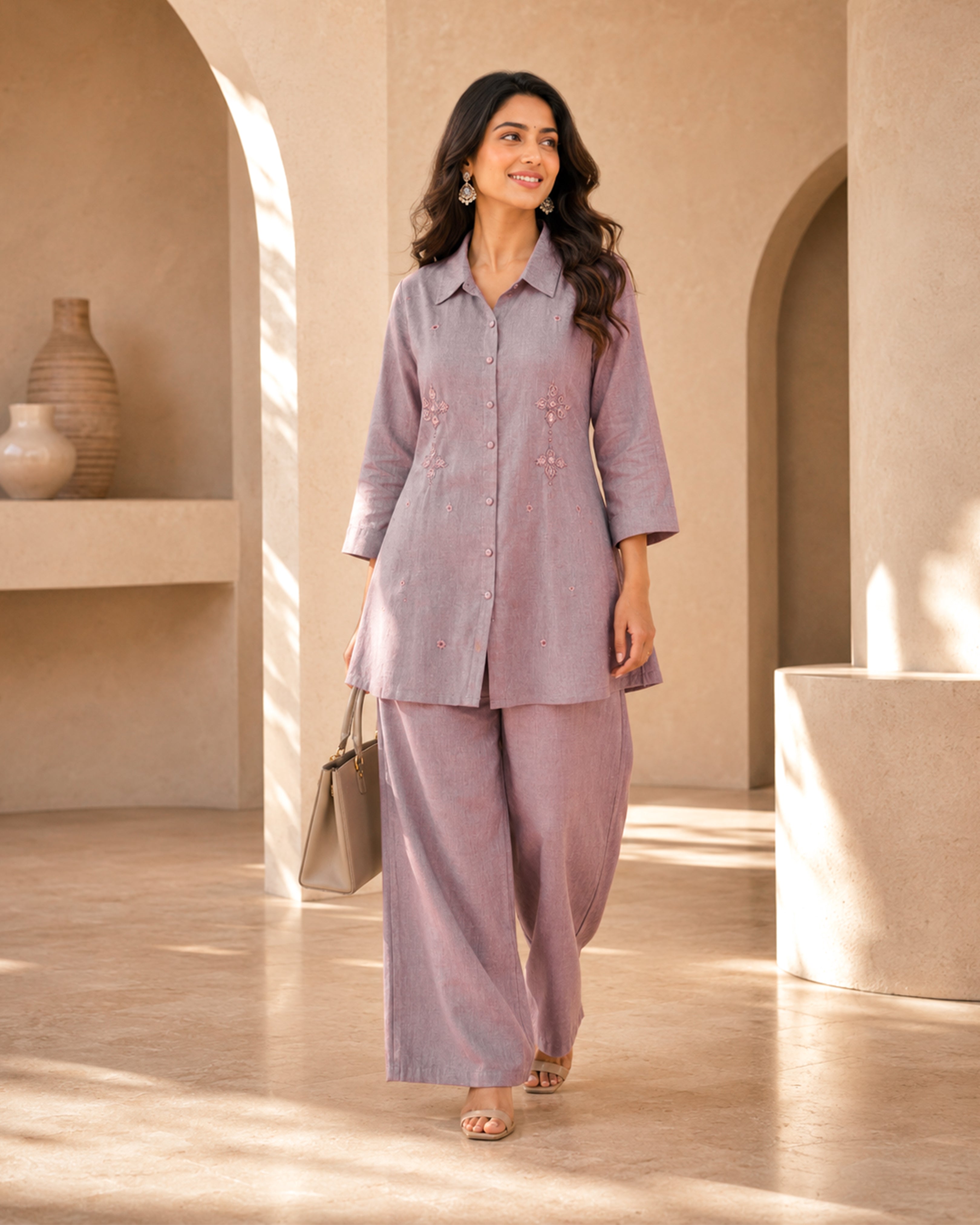 Women's Premium Lavender Flex Cotton Co-Ord Set