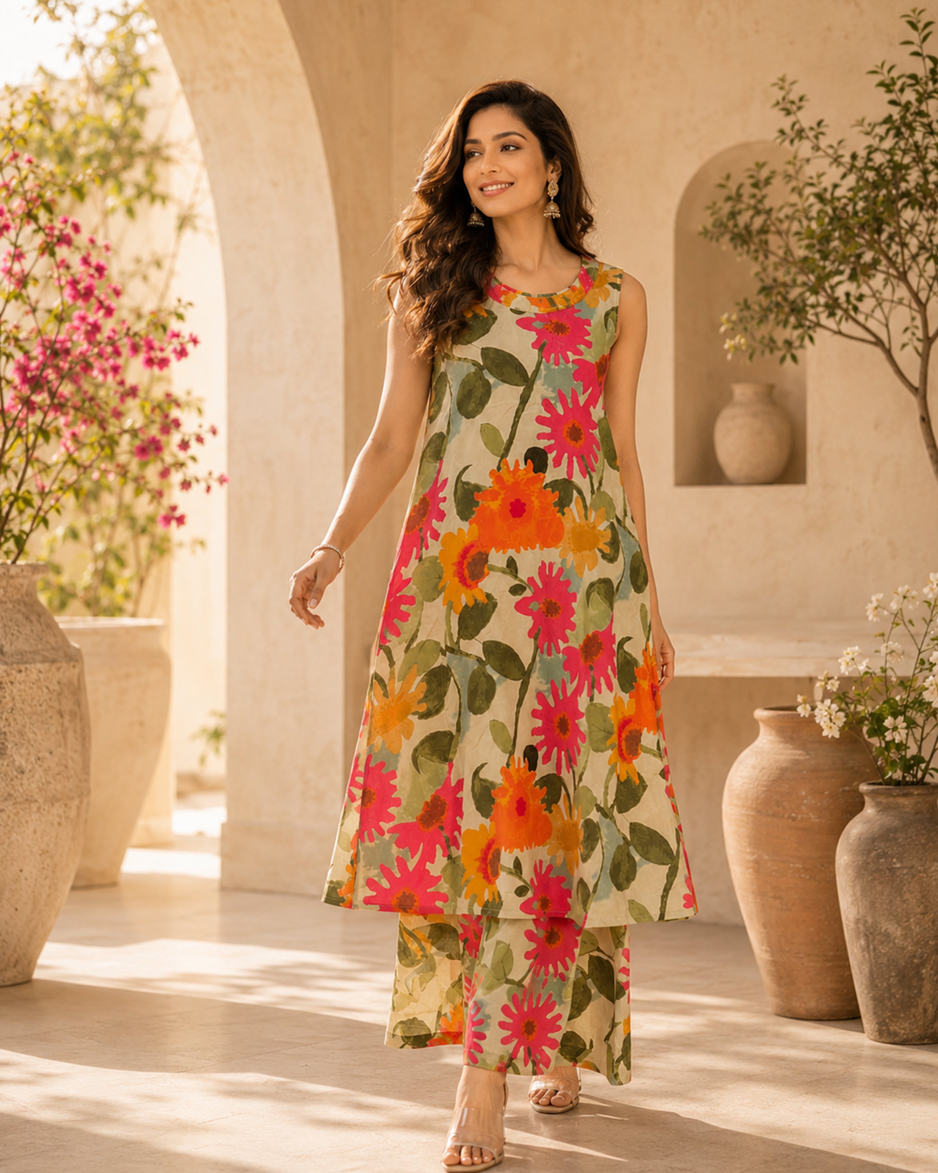 Women's Premium Floral Printed Flex Cotton Co-Ord Set