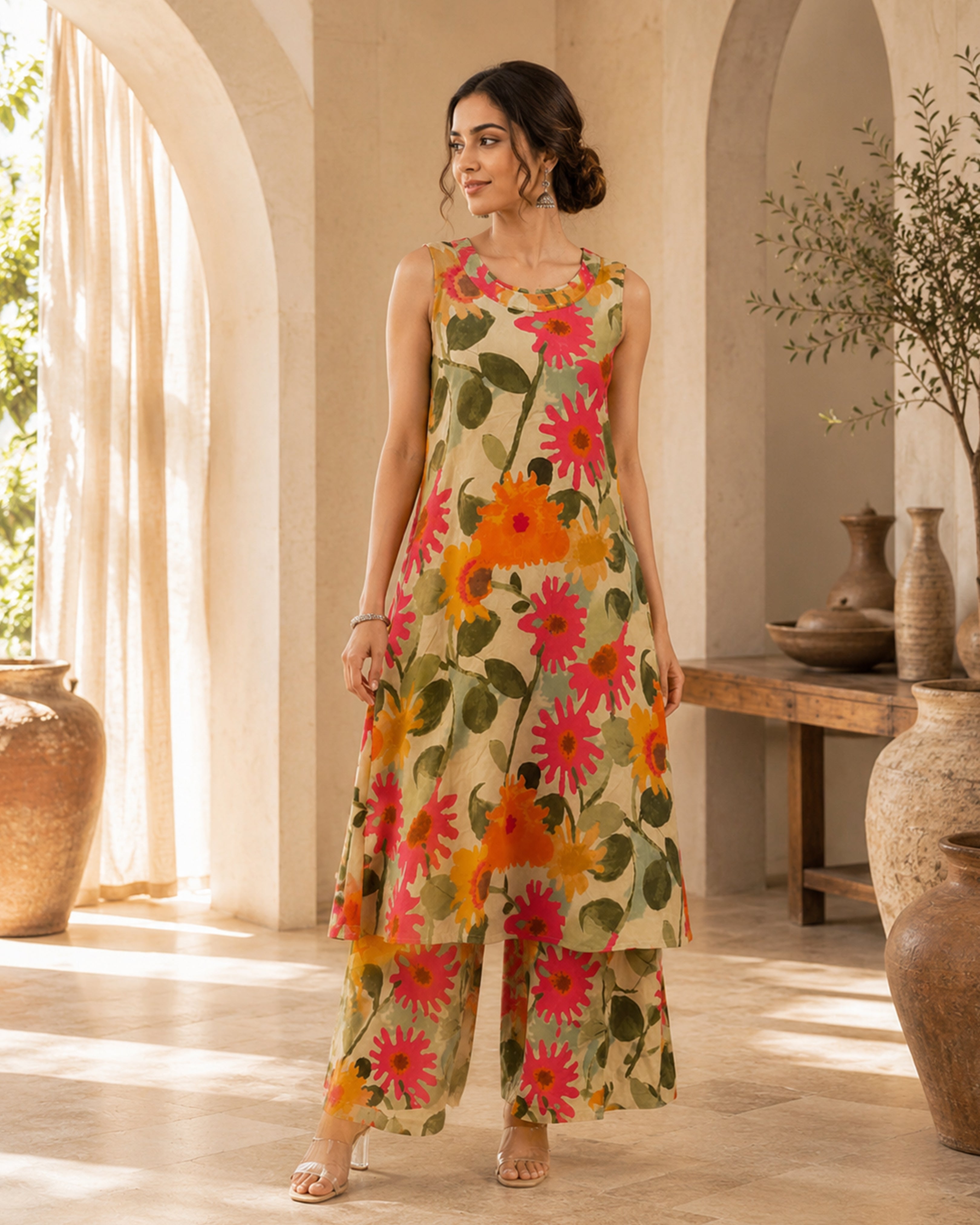 Women's Premium Floral Printed Flex Cotton Co-Ord Set