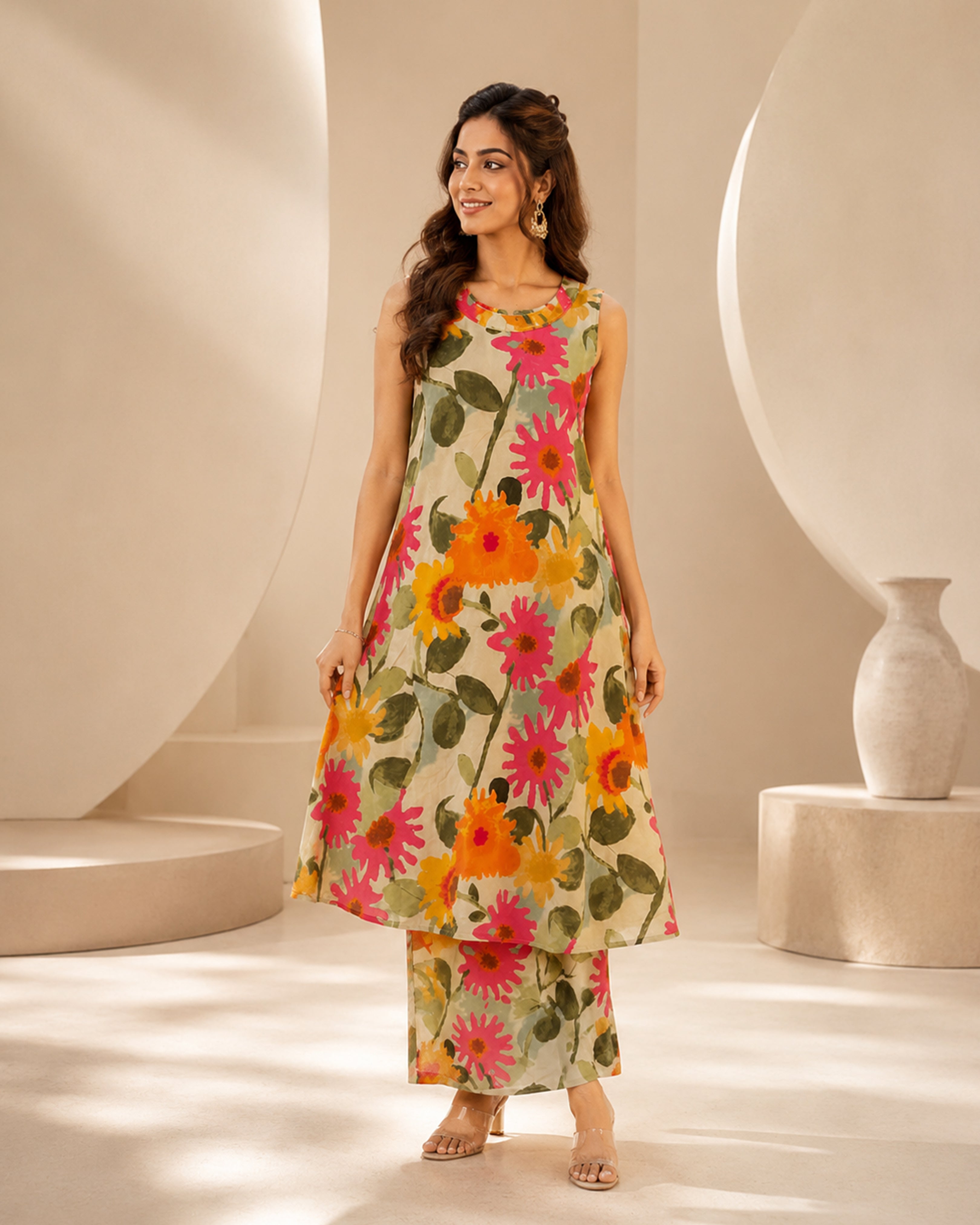 Women's Premium Floral Printed Flex Cotton Co-Ord Set