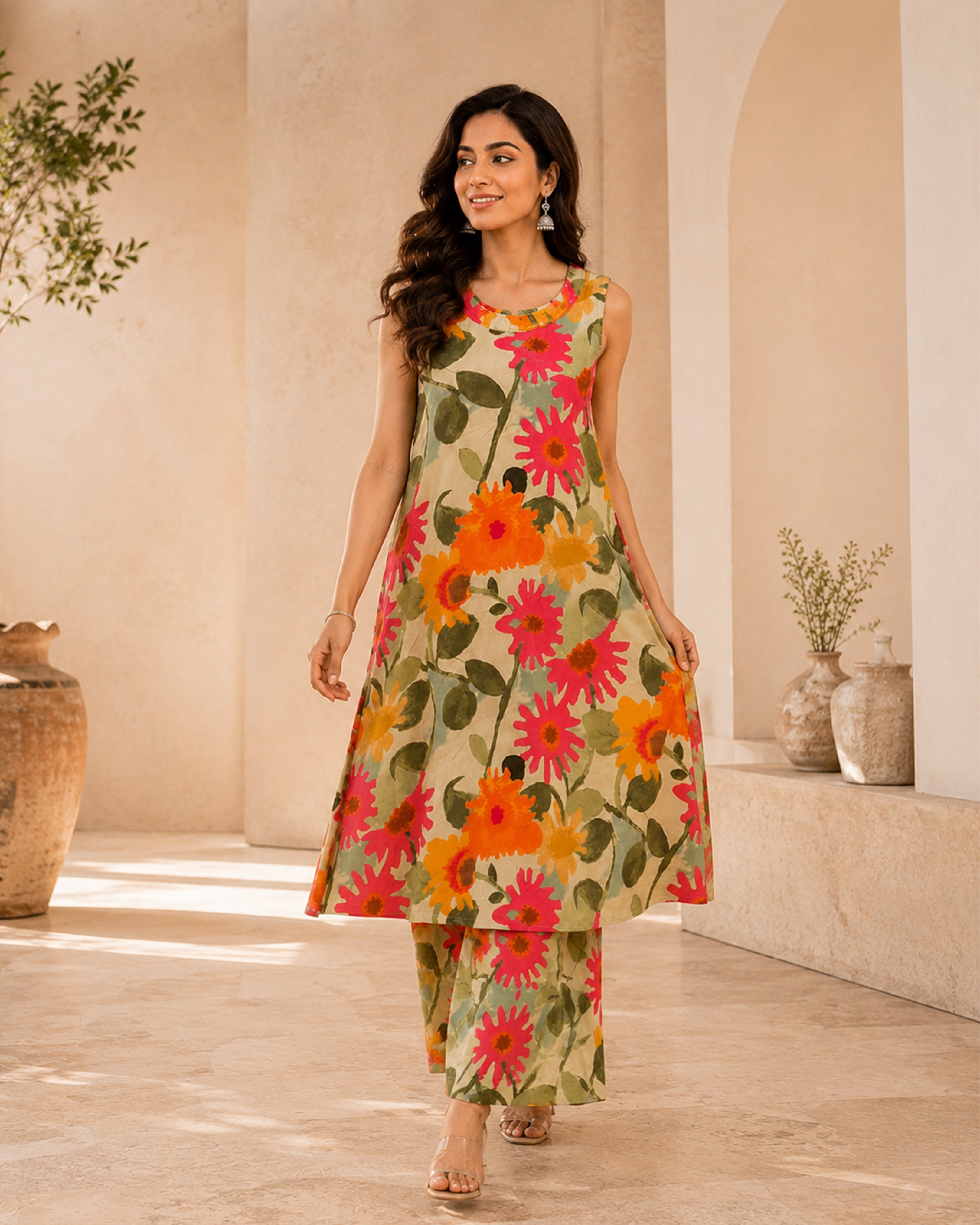 Women's Premium Floral Printed Flex Cotton Co-Ord Set