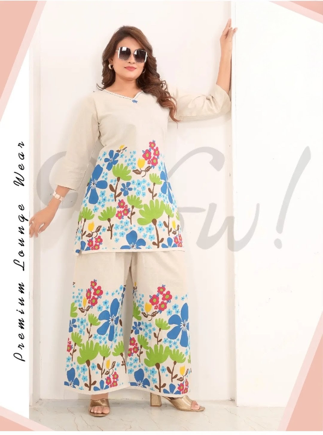 Premium Floral Printed Women’s Co-Ord Set | Stylish Kurti & Palazzo Set