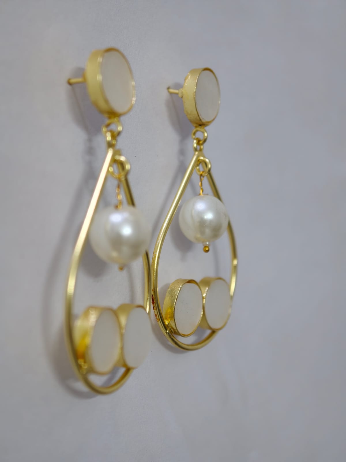 Elegant Pearl Drop Brass Earrings for Women