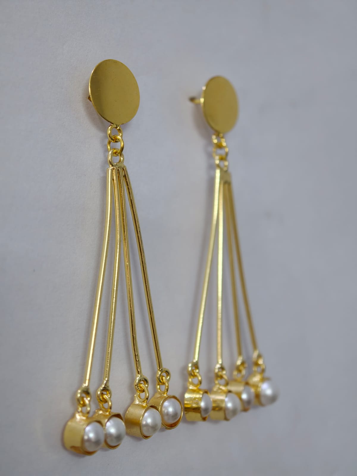 Elegant Pearl Tassel Brass Earrings for Women