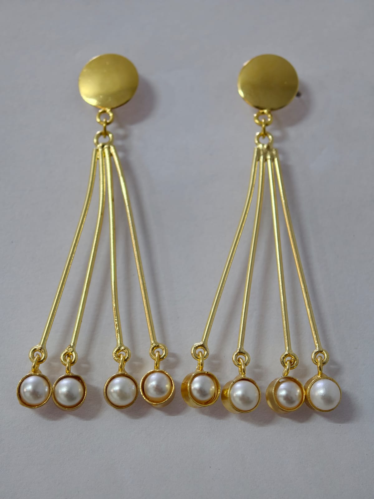 Elegant Pearl Tassel Brass Earrings for Women