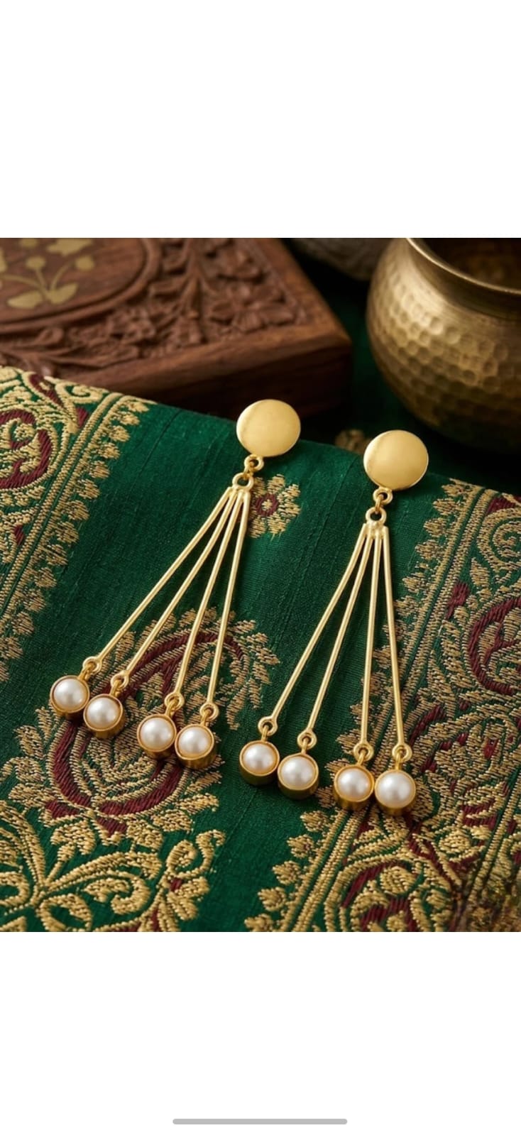 Elegant Pearl Tassel Brass Earrings for Women