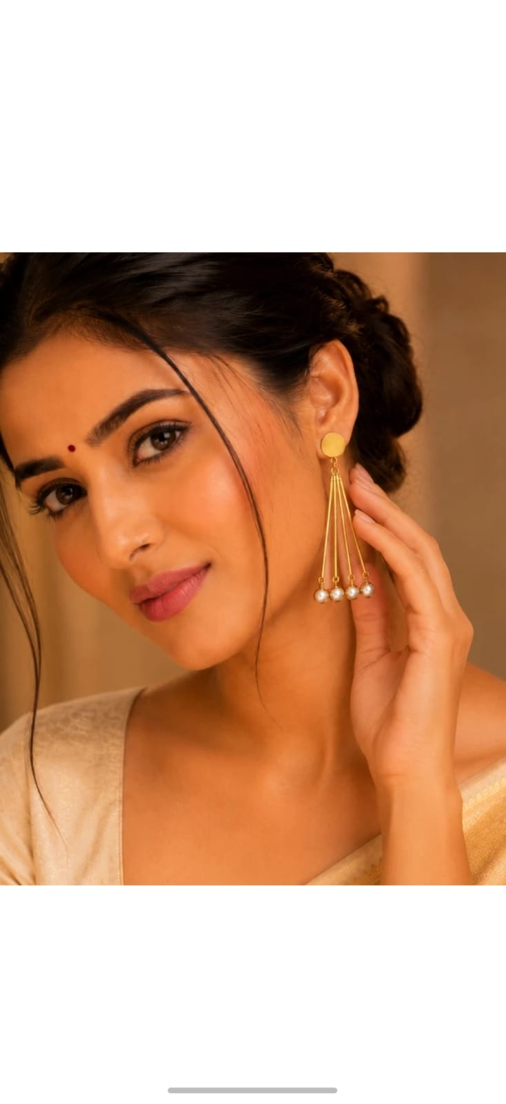 Elegant Pearl Tassel Brass Earrings for Women