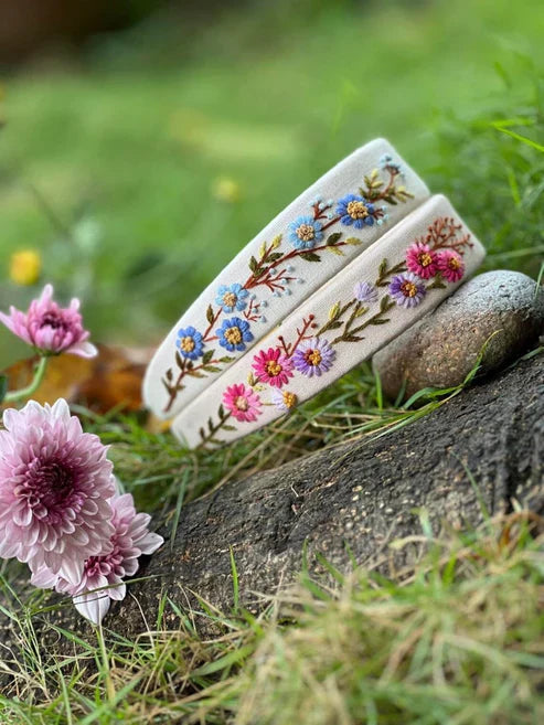 Handcrafted Floral Embroidered Linen Headband | Aesthetic Boho Hair Accessory for Women & Girls