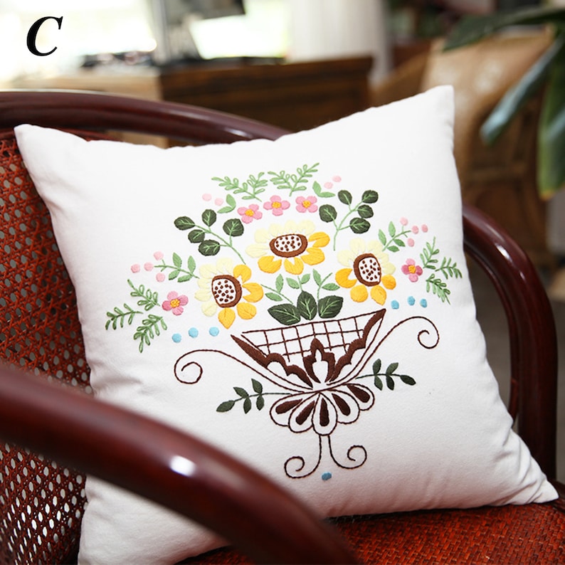 DIY Handmade Embroidery Pillow Kit | Premium Cotton Canvas Cushion Cover Set