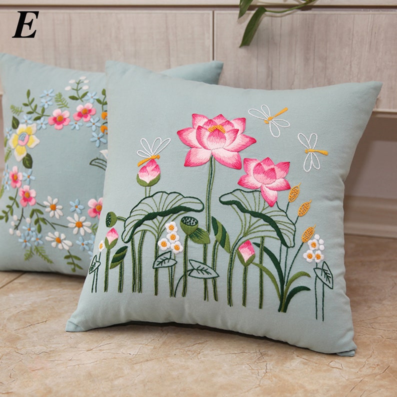 DIY Handmade Embroidery Pillow Kit | Premium Cotton Canvas Cushion Cover Set